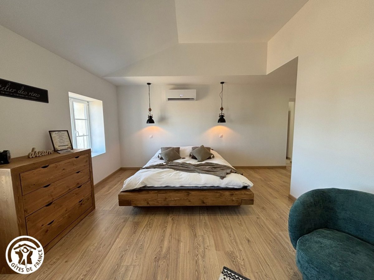 Chambres d&rsquo;hôtes agréées Gîtes de France dans le PNR Marais Poitevin : Chambre L&rsquo;Atelier – espace principal (1 lit 160)_10