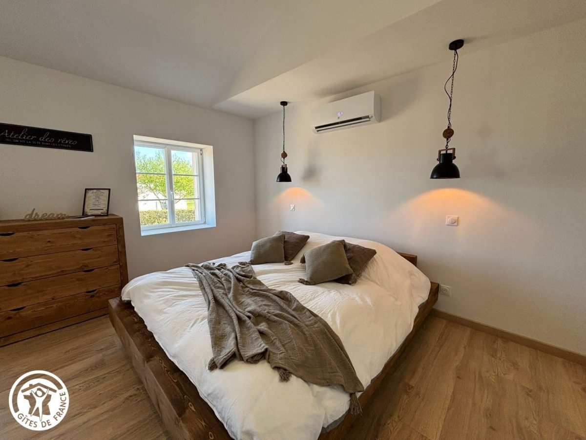 Chambres d&rsquo;hôtes agréées Gîtes de France dans le PNR Marais Poitevin : Chambre L&rsquo;Atelier – espace principal (1 lit 160)_25