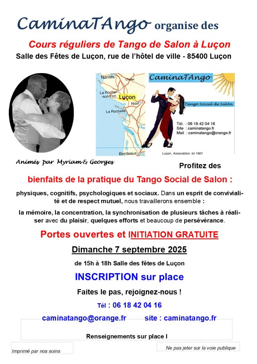 PUB Cours ET INITIATION Gratuite TANGO à Luçon