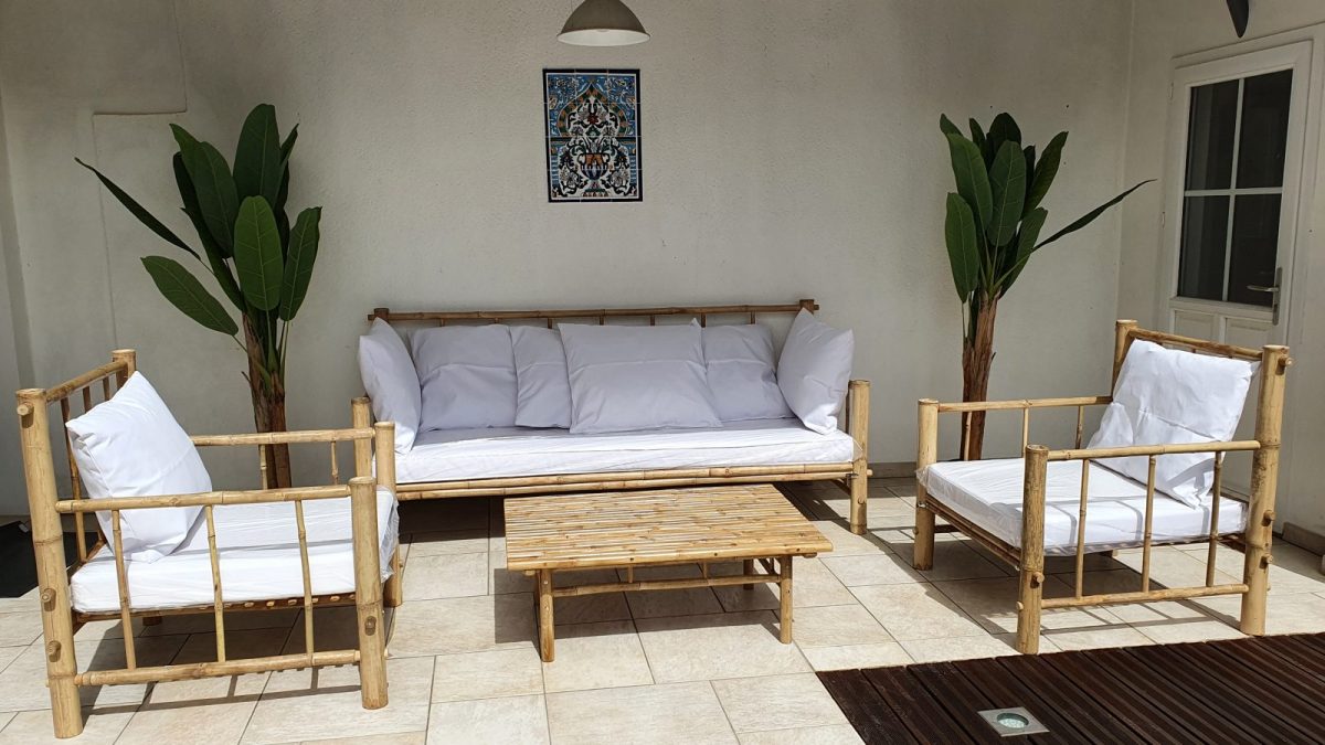 Villa Bahia-L’Aiguillon sur Mer_Salon jardin bambou