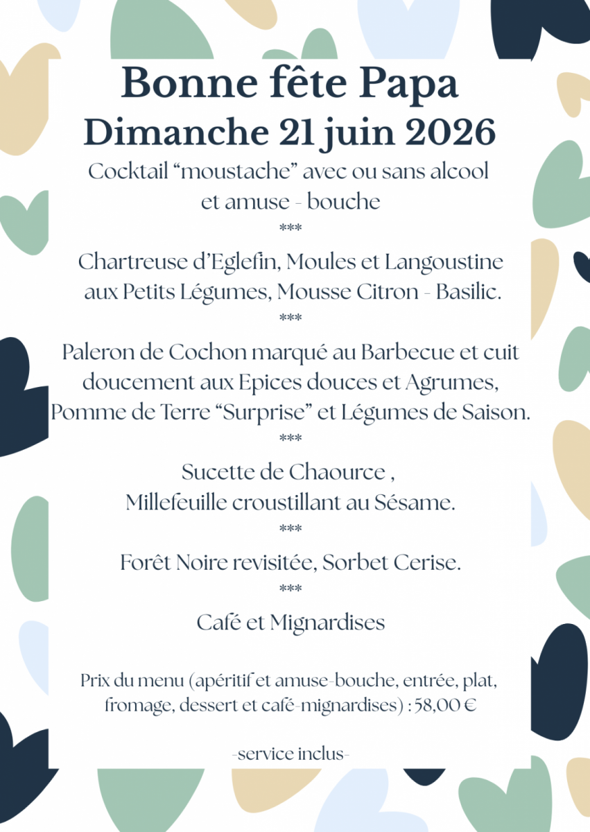 Carte portrait Fête des Pères avec photo au centre Moderne Bleu Marine Beige et Vert  – 1